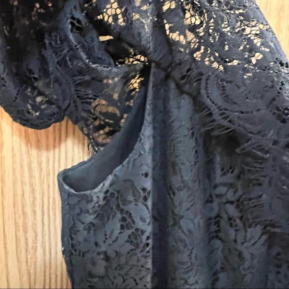 Madewell Black Lace Off the Shoulder Mini Dress Women's Size 0 Cotton & Nylon - Picture 7 of 12